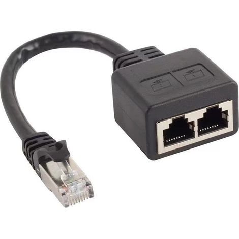 Sollbry Adaptador divisor RJ45, divisor de red Ethernet RJ45 de 1 a 2 puertos, divisor de cable de red CAT8 para oficina en casa. (1/3)