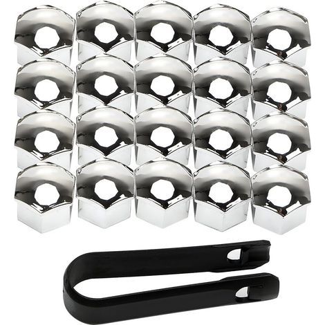 BRAVIX Couvercle d'écrou de roue 17mm Couvercle d'écrou de boulon 20 Couvercle d'écrou Couvercle d'écrou de boulon de roue Argent (1/5)