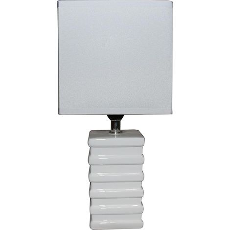 King Home WEISSE TISCHLAMPE Keramik rechteckiger Sockel 14x11x29,5 cm (1/4)