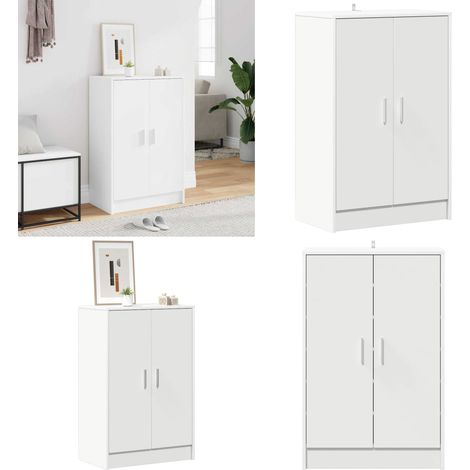 Mueble zapatero de madera contrachapada blanco 60x35x92 cm - Mueble de madera contrachapada - Armario de zapatos