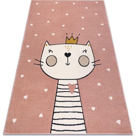 Tappeto KIDDO 6106 rosa chiaro / bianco gattino, corona pour enfants, sensoriel pink 80x150 cm (1/5)