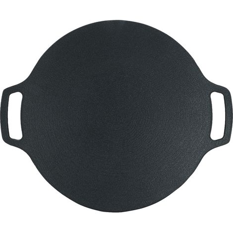 Poêle ronde multifonction 29 cm pour barbecue coréen, revêtement 6 couches antiadhésif, poignées doubles, compatible cuisinière à gaz. (1/5)
