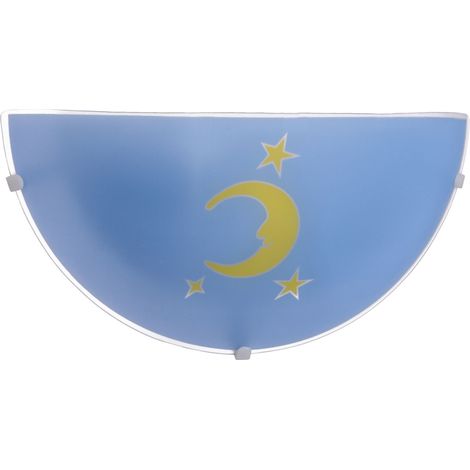 Plafonnier enfant lune étoiles bleu/jaune 1xE27 60W Candellux (1/4)