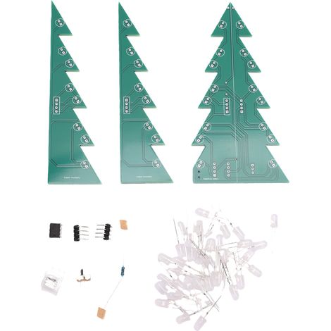 Projet de soudure d'un sapin de Noël en 3D avec 33 perles, lumières LED clignotantes et kit électronique coloré à assembler pour l'apprentissage et l'enseignement. (1/5)