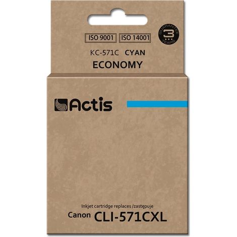 Encre Actis KC-571C (remplace Canon CLI-571C Standard 12 ml cyan)