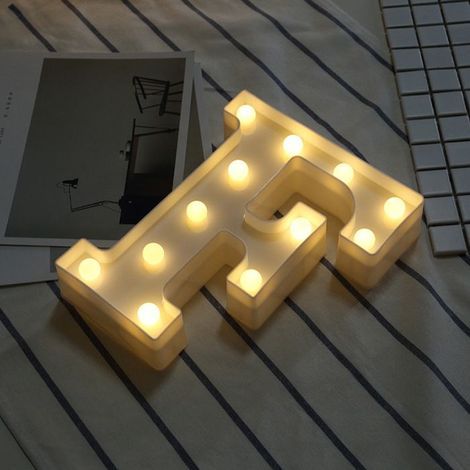 Lettre lumineuse F – LED blanc chaud – pile 2×AA – décoration chambre, fête (1/5)