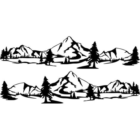 Joli ensemble d'autocollants pour voiture avec paysage de montagne (150 cm), autocollants décoratifs élégants pour voiture, matériau PVC sûr et durable. (1/5)