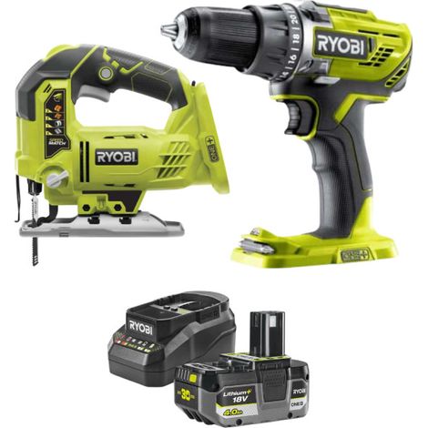Pack Perceuse-visseuse et Scie sauteuse pendulaire RYOBI 18V One+ - Batterie 4,0Ah et chargeur (1/5)