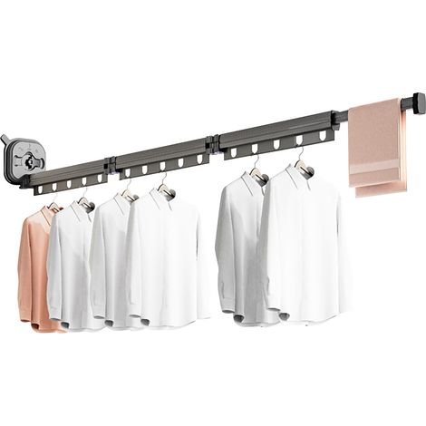 Étendoir à Linge Mural Pliable, Cintre Mural Rotatif 360° en Aluminium avec Trous Suspendus pour Balcon, Salle de Bains, Buanderie (1/5)