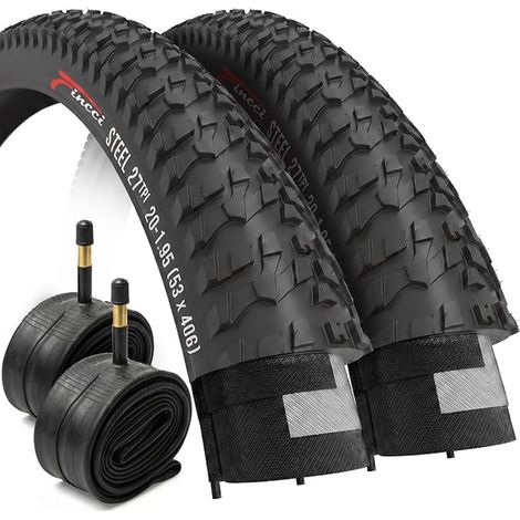 Fincci Pneu BMX 20x1.95 Pouces 53-406 Pliable avec 2 Chambres Air Lot de 2 (1/5)