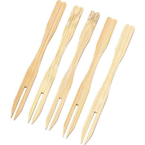 500 Bambus-Vorspeisengabeln, 8,9 cm (3,5 Zoll) Mini-Bambusgabeln