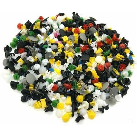 Clips de fixation plastique universels pour automobile – 500 pièces, pour pare-chocs, panneaux de portes et garnissages (1/4)
