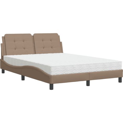 Lit double Lit adulte Cadre de lit sans matelas Zadar cappuccino 140x190 cm similicuir (1/5)
