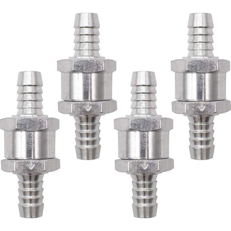 Clapet Anti-Retour, 4 Pièces Argent Anti-Retour Valve avec Flèche Non Retour Clapet en Alliage pour Carburateur Low Systèmes de carburant Sous Pression Voiture (10mm) (1/5)