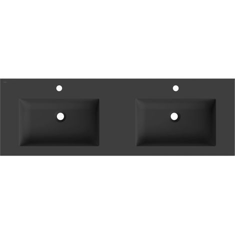 Mexen Otis lavabo encastré double 141 x 46,5 cm, noir mat - 25181471D