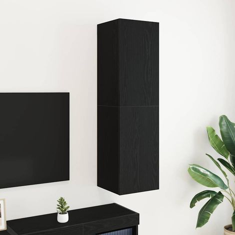 vidaXL Wall TV Cabinet 30.5 x 30 x 110 cm Black Oak Engineered Wood (1/5)