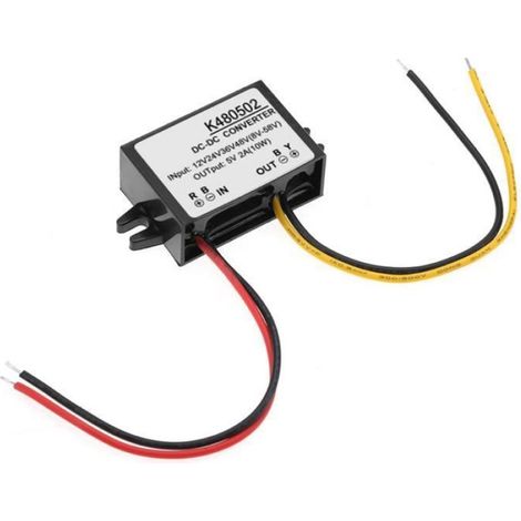Module Abaisseur DC-DC - 5 V 2 A - Entrée 8 À 58 V - Protection Surcharge Surtension Surchauffe Court-Circuit - Enveloppe Silicone Ignifuge - 1 Pièce (1/4)