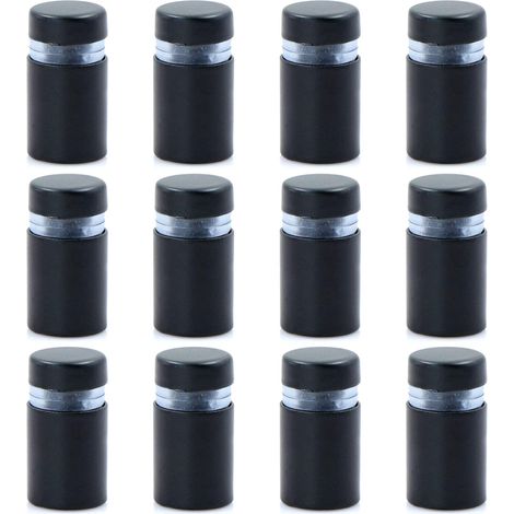 12 Stück Werbeschrauben Werbeschrauben Glasabstandshalter - Abstandsschrauben, Schilderabstandshalter, Schilderabstandshalter Abstandsschrauben für Glas, Edelstahl (Mattschwarz 12x20mm)