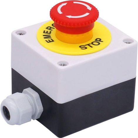 royaluxe -Station de commutation à bouton d'arrêt d'urgence en forme de champignon, panneau rouge 22mm, 2 NC, boîte de commutation d'arrêt 10A 660V (1/5)