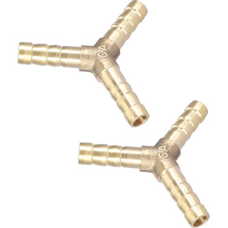 Raccord de tuyau en Y à 3 voies en laiton avec embout cannelé, pour air, eau et gaz (diamètre extérieur 6 mm, 4 pièces) (1/5)