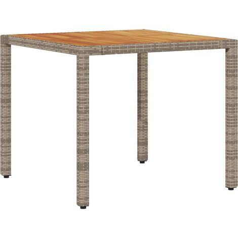 Table de jardin,Table d'extérieur et dessus en bois d'acacia gris résine tressée CFW16854 (1/5)