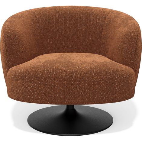 Fauteuil de salon pivotant en velours texturé terracotta OSKA (1/5)