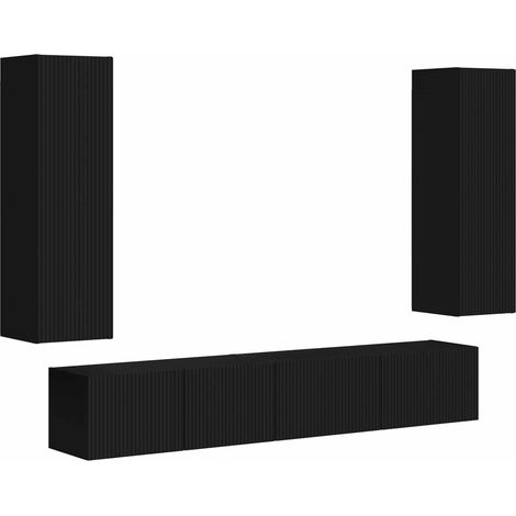 Maison Exclusive - TV-Schrankset Wandmontiert 3 pcs Schwarz Holzw