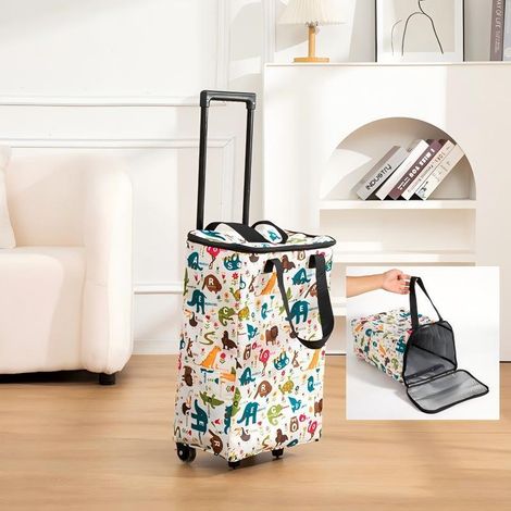 Chariot De Courses,Chariot De Courses Pliable,Sac De Courses à roulettes,Sac à roulettes Pliable avec roulettes,Pliable,Facile à Ranger,Sac Amovible (1/5)