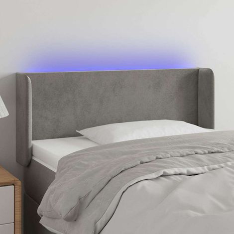 vidaXL Cabecero con LED de terciopelo gris claro 83x16x78/88 cm (1/5)