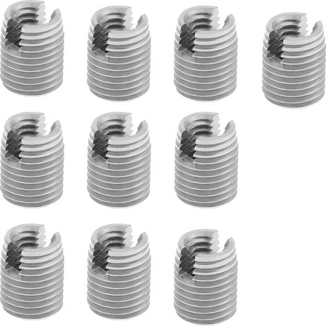 Lot de 10 Insert Fileté Metal Reparation Filetage Insert Inox Inserts Filetés Autotaraudeuses M8 x 1,25 - M12 x 1,75 (1/5)