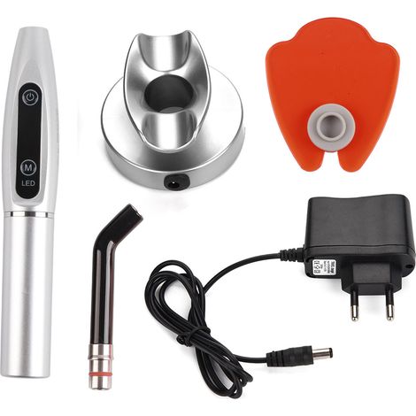 Lampe LED de polymérisation dentaire sans fil rechargeable 240V, prise UE, finition argentée