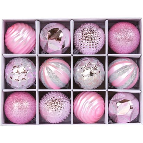 Funkelnder Weihnachtsbaumschmuck, dekorative Hängekugeln, Weihnachtsbaumanhänger, Party- und Weihnachtsdekoration, Rosa (1/5)