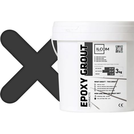 Mastic à deux composants en résine époxy pour joints - anthracite - 3Kg mosaïque carrelage bain piscine (1/5)