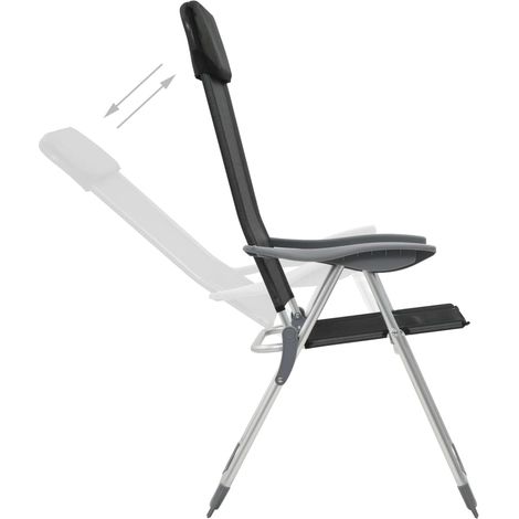 Chaises pliables de camping lot de 4 Noir Aluminium (1/5)