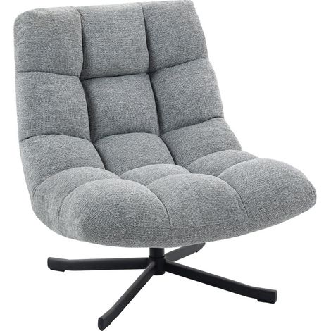 Grauer drehbarer Lounge-Sessel aus Polyester in Chenille-Optik mit Stahlgestell (1/5)