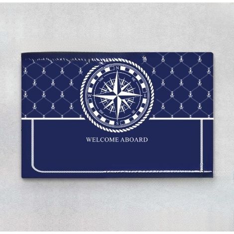 New Welcome Aboard Doormat 90x60cm - Welcome Rug Pattern 02 - Dark Blue