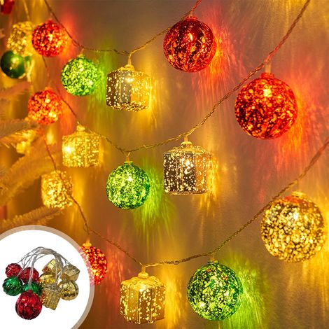 Guirlande Lumineuse Extérieure - Boule Éclairée LED 10 Unités - Alimentation Piles AA - IP44 - Décoration Arbre Noël Intérieur Extérieur - 1 Pièce (1/5)