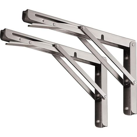 Supports d’Étagère Pliables 600mm,Équerre Pliante en Acier Inoxydable Console Murale Supports de Table Flottants Equerre Pliable pour établi, Charge Maximale 150kg, lot de 2