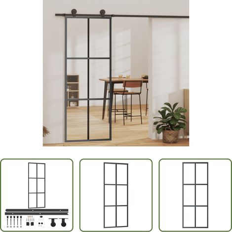 Verre ESG - Porte coulissante et quincaillerie Verre ESG/Aluminium 76x205cm (1/5)