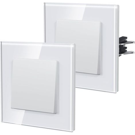 Interrupteur Mural, Interrupteur Va Et Vient Avec Griffes, Verre Interrupteur Lampe De Chevet, 1 Gang 1Way, 86mm, Blanc (1/4)