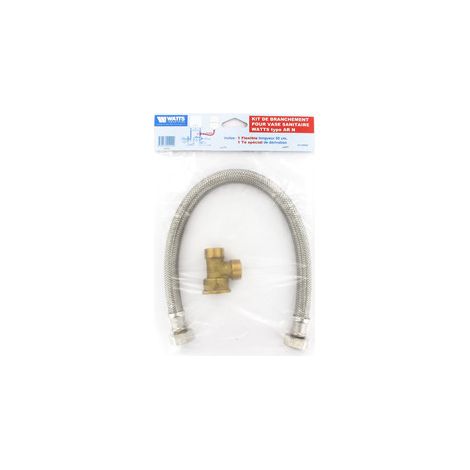 Watts – Kit de raccordement pour chauffe-eau électrique – Flexible 50 cm – F3/4" x F3/4" – Té spécial dérivation MMF 3/4"