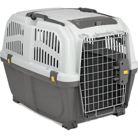 1 Caisse de transport pour chien, norme IATA, porte en métal galvanisé, poignée ergonomique, compartiment documents, voyage avion train voiture (1/5)