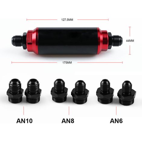 [Kundenspezifisch] Fahrzeugmodifikation 44-mm-Kraftstofffilter, Ölfilterelement, Filteranschluss AN6 AN8 AN10 (1/4)