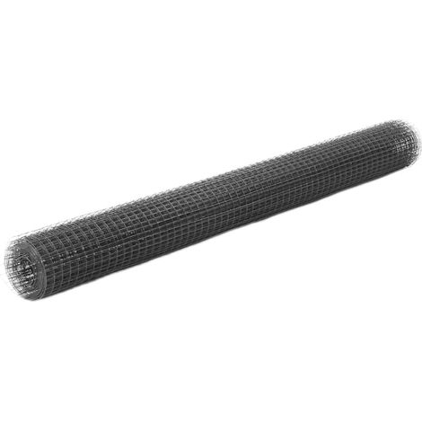 Clôture en fil d'acier avec revêtement PVC, 25 x 1,5 m, grise