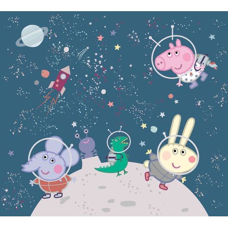 papier peint panoramique Peppa Cochon bleu foncé  - Sanders & Sanders (1/3)