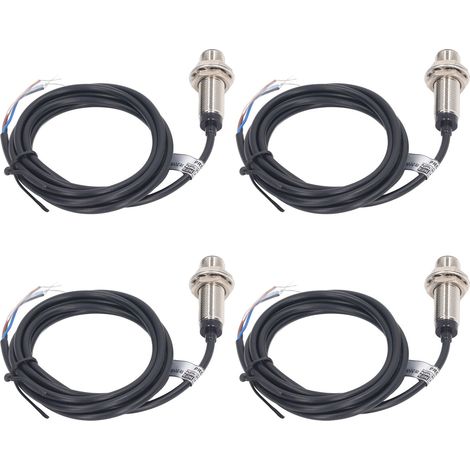 4er-Set induktiver Näherungsschalter, 12 mm Durchmesser, NPN-Gleichstrom, 3-adrig, NC-Kontakt, 6–36 V DC, Messbereich 2 mm (1/5)
