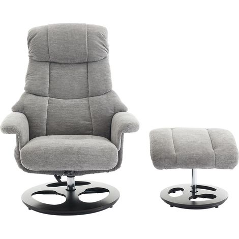 CAIzi025 Fauteuil relax confortable avec massage et fonction chauffante, fonction inclinable et repose-pieds, pivotant à 360°, en tissu chenille gris. SKU d’origine W2087P294008 (1/5)