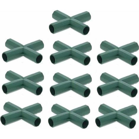 Lot de 10 Connecteurs De Cadre De Serre pour cadre de jardin, cages Ă fruits, clĂ´tures, cadre de serre, connecteurs (16mm,Plat / 4 trous) (1/4)
