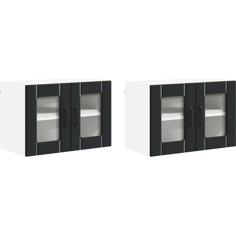 Maison Exclusive - Armario de vidrio para pared LUCCA 2 pcs Negro