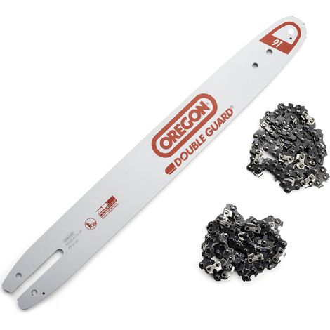 Jardiaffaires – Combo Oregon guide 40cm 160SDEA074 – Lot de 2 chaines Oregon 91P055E Pas 3/8LP – Jauge 1,3mm avec 55 maillons entraineurs